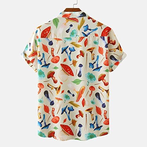 Хавајски кошули за мажи моден краток ракав копче надолу со кошули на плажа, цветни летни обични маички, класично вклопување