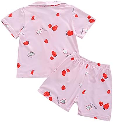 Девојче девојче пижами 2Т бебе девојче момче пижами за спиење, поставете го копчето за печатење со овошје надолу од виножито од виножито за девојчиња