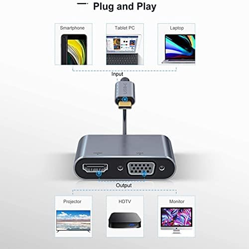 Wdbby USB C HDMI VGA адаптер за тетратка тип C до HDMI кабел 4K конвертор USB тип C VGA Splitter Hub Dock