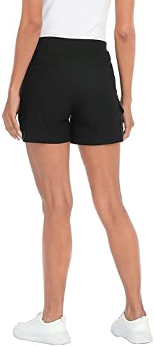 HDE женски карго шорцеви со џебови со високи половини на половината на лежерни шорцеви