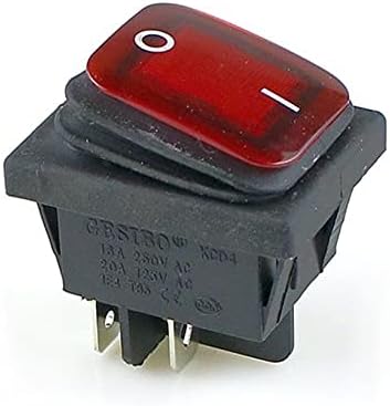 Velore KCD4 црна црвена црвена зелена рокер водоотпорен прекинувач за прекинувач 2 Позиција на 4 пинови со светлина 16A 250VAC/20A