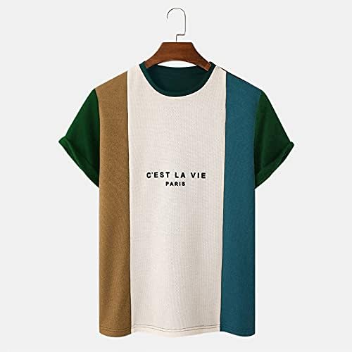 Beuu 2022 Нови летни маички маици со кратки ракави со екипаж на кошула во боја блок писмо печатење персонализирани обични врвови