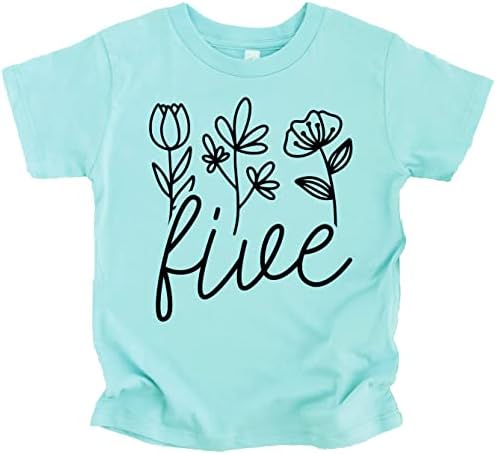 Пет цветен 5 -ти роденденска кошула за детски девојки Петтиот роденденска облека