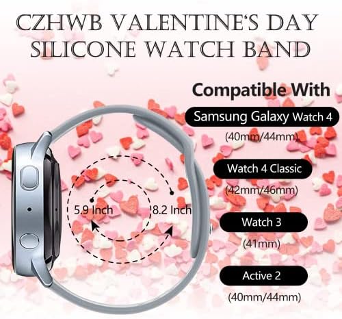 CZHWB празници гледаат опсег компатибилен со Samsung Galaxy Watch 40mm 41mm 42mm 44mm 45mm, 20мм оригинална дизајн двојка силиконска лента за