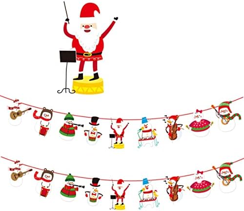 Wdhomlt Божиќ Снежен човек банер хартија што виси знаме новогодишна елка што виси знаме Триаголник Бундинг Божиќ украси украси