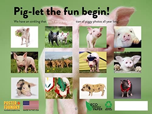 Календар за свињи за бебиња 2023 Месечни Календари За Закачување Ѕидови Симпатична Земја Земјоделец Смешна Фарма Животинско Прасе Голем