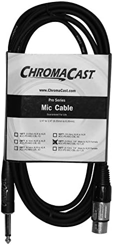 Chromacast Pro Серија Микрофон Кабел 10 Нозе, Црна, 1/4 Машки ДО XLR Женски Краеви
