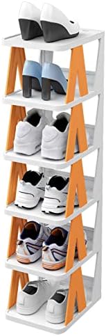 Eiiel 5-нивоата за чевли за чевли за плакарот, влегувањето, тесните вертикални слотови за чевли Организатор за мал простор, пластична