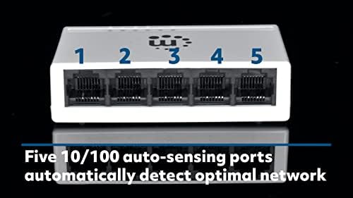 Менхетен 5 Порта Брз Етернет прекинувач - 10/100 Mbps - Компјутерски десктоп интернет мрежно поврзување Сплитер LAN Hub рутер,