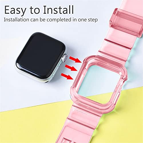ProATL компатибилен со Apple Watch Bands Series SE 8 7 6 5 4 3 2 1, Women & Men Sport Clear Soft Silicone Strap со браник заштитни случаи