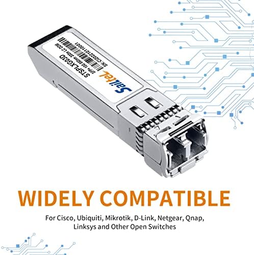 Transceiver 10gbase-SR SFP+, Gigabit Multimode SFP LC Duplex Transceiver, 10G 850nm MMF, до 300 метри, компатибилен со Cisco, Ubiquiti,