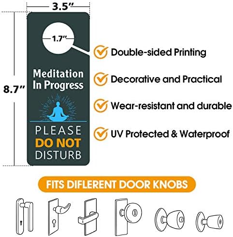 Медитација во напредок закачалка на вратите, не вознемирувајте знак, 3,5 x 8,7 инчи двострана премиум квалитет PVC пластика, УВ печатена, долготрајна,
