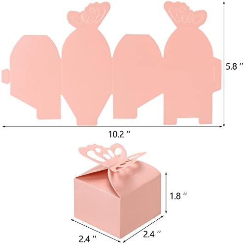 Tbestmax 150 розова пеперутка Поволности кутии за девојче бебе туш, декорација на бонбони за роденден за венчавки за забава