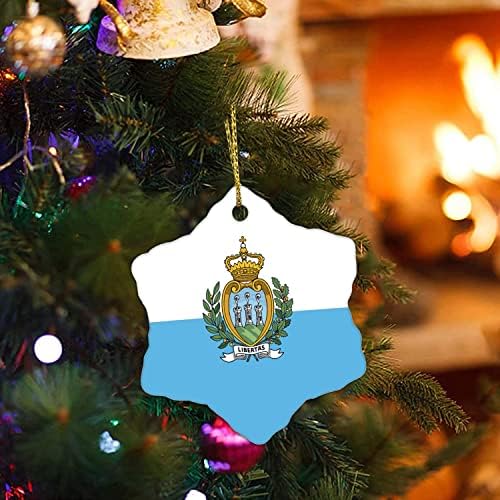 Ретро Божиќни украси од дрво Сан Марино керамички украс Национално знаме украс модерни 3 инчи Божиќни украси за семеен пријател