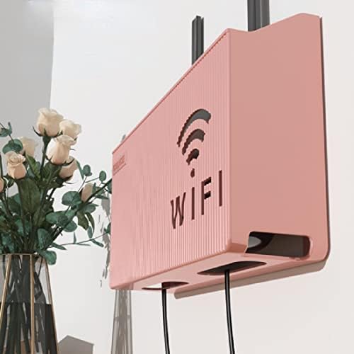 Ѕид Монтирани Безжични WiFi Рутер Полица Кутија За Складирање, ABS Пластични Кабел Кутија За Складирање, Виси Моќ Декор Лента Држач Кутија