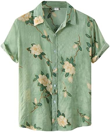 Машки Пролетни Модни Блузи Кошула Печатена Јака Со Превртување Врвно Секојдневно Копче Специјални Машки Маици Со Кратки Ракави