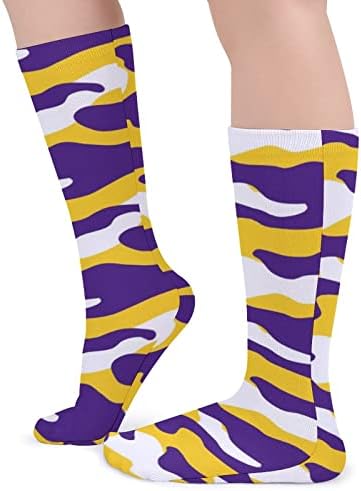 ПЛЕВЕЛКЕЈАТ Виолетова Маскирна Дебели Чорапи Новина Смешно Печатење Графички Секојдневни Чорапи Со Топла Средна Цевка За Зима