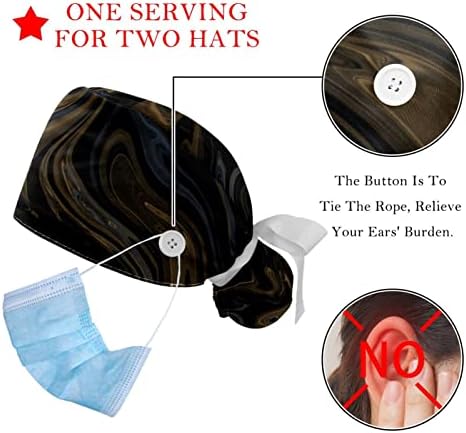 Апстрактна работна капаче за прилагодување на текстурата со држач за конска опашка, 2 пакувања чистат капа за буфан капа за мажи и жени,