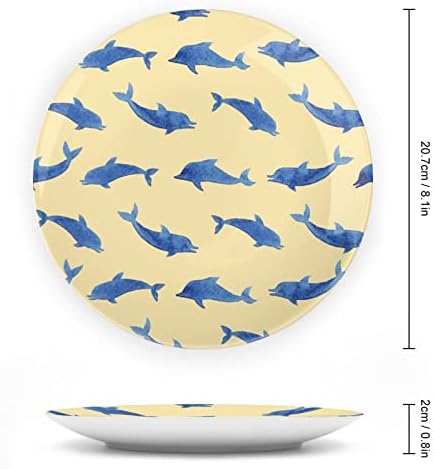 Делфини шема што виси керамичка декоративна чинија со приказ за приказ Прилагодени годишнини за свадбени подароци за родители на двојки, нејзиниот