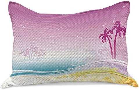 Ambesonne luau плетена ватенка перница, фантазија на плажа во хавајски пејзаж сонувачки остров крајбрежје алоха летен одмор дизајн,