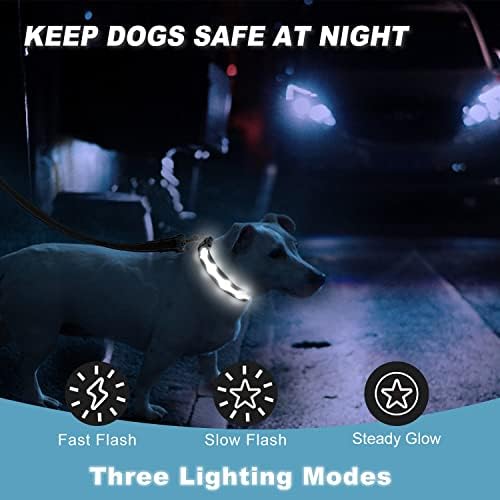 ФУНТАГИ LED јака за кучиња на кучиња, водоотпорен јаки од кучиња, прилагодливи светла за јака на кучиња за полнење на сјај за мали кучиња,