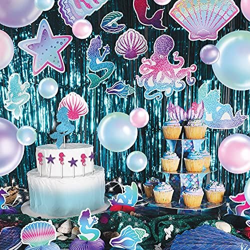 Beistle 20 парче Трајната печатена хартија под морскиот океан тематски меурчиња исечени за наутички украси за сирена, роденденски партии,
