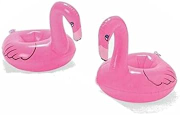 MOOKEENONE 2 Пакет Симпатична Фламинго Лебдечки Надувување Пијалок Може Носителот Базен Бања Дете Играчка