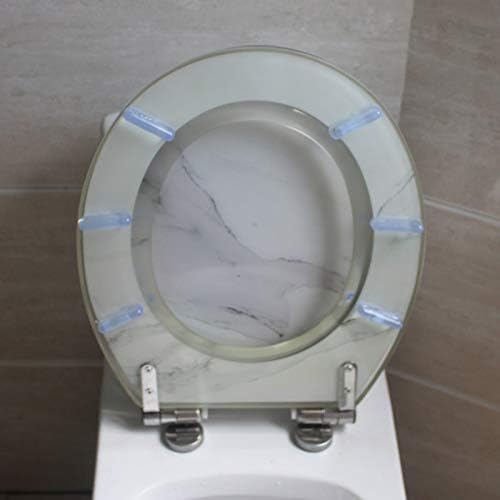 Wsmyzy бело мермерно тоалетно седиште, врвно фиксирано бавно и тивко супер-отпорно на тоалетот