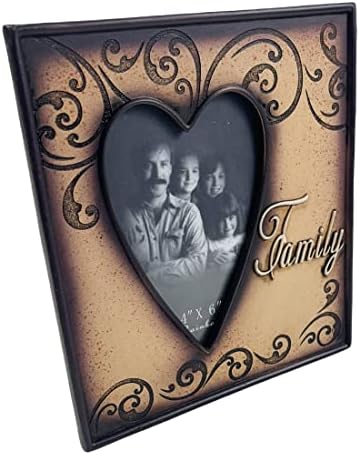 Urbalabs Western Fancy Family Heart Love and Saught Floral Decor Cross Pictures Frame 4 x 6 Рустикална земја подароци Фарма Хаус Рамки