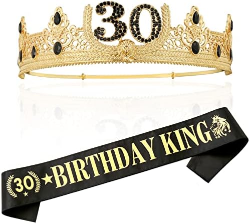 30-ТИ Роденден Крал Круна И Роденден Крал Појас, 30-Ти Роденденски Подароци за Мажи. Декорација за Роденденска Забава За Мажи