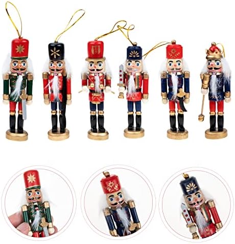 Tandycoco 6pcs висат Божиќ на оревчери војник декорација дрвена оревчеста куклена декор