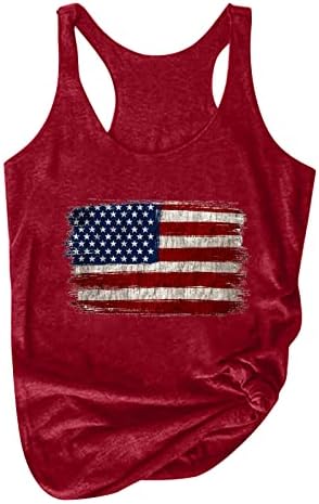 Патриотски кошули за жени 4 -ти јули без ракави резервоари за жени за жени со американско знаме, печатени маички дами САД графички маички