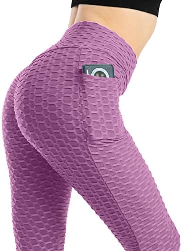 Aoswity Women'sенски руширан задник Подигнување на јога панталони со високи половини