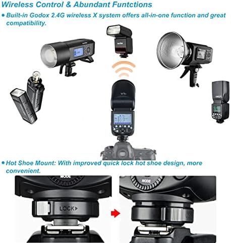 Godox V1-F Тркалезна Глава Камера Флеш Speedlite, 76Ws 2.4 G TTL Блиц 1/8000 HSS Speedlight, 480 Целосна Моќ Снимки За Fuji Fujifilm