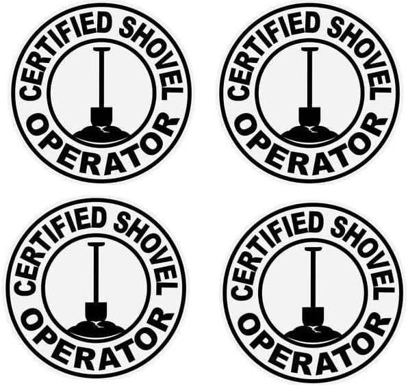 4 парчиња сертифициран оператор за лопата, смешна налепница за налепници за налепница, смешна етикета на шлемот смешно