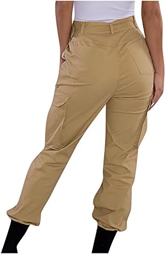 Товари џогери женски обични високи половини се протегаат директно панталони воени отвори опуштени панталони со џемпери