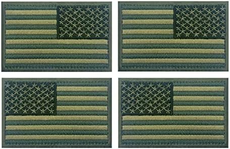 4 Американско знаме за шиење, 5mlggoods обратна армиска американска знаме, патриотска тактичка САД униформни амблеми, со кука и јамка