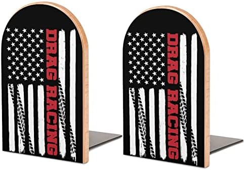 Повлечете Трки Американско Знаме Дрво Книги Тешки Носители На Книги За Полици Декоративна Книга Завршува