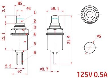 10 парчиња црвен самостојно ресетирање AC 0.5A 125V Моментарна микро прекинувач за завршување на прекинувачот за напојување DS-402-