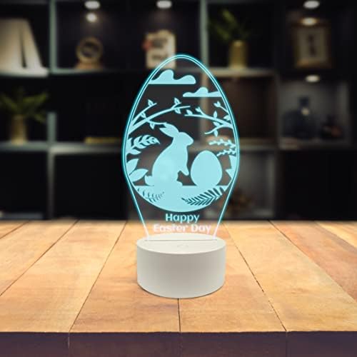 Ambesonne Среќна велигденска предводена ламба, јајце во прославата за одмор во корпа, 3Д ефект акрилна стаклена плоча со USB и батерија со напојување на допир Спална соба