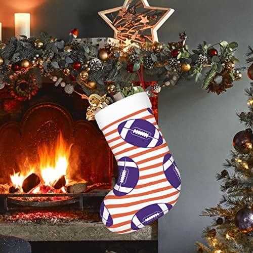 Божиќни чорапи на Аугенстер Американски колеџ Фудбал Фудбал Виолетова портокалова двострана камин што виси чорапи