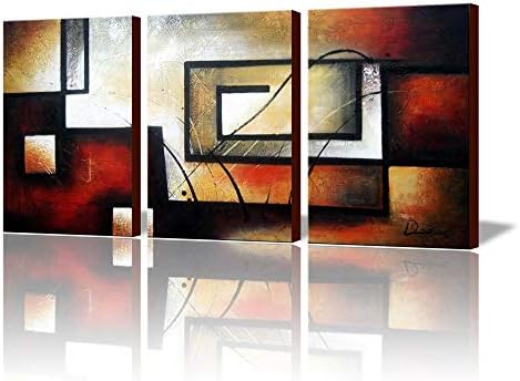 Артленд модерна рачно насликано апстрактно масло сликарство на платно „Лавиринт на меморија“ 3-парчиња, обвиткана со галерија,