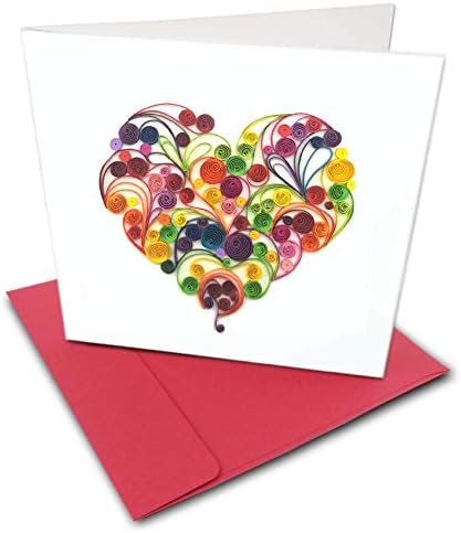 Честитка за честитки за годишнина од Tumybee, шарена Quilling Heart Love Card, 3Д честитка за ангажман за loveубов пријателка