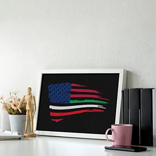 Американски Италија знаме Дијамантски комплети за сликање 5d DIY целосна вежба Rhinestone Arts Wallиден декор за возрасни 8 x12