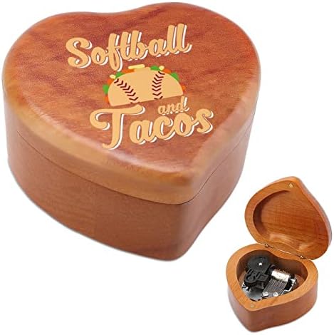Softball Tacos Wood Music Box Антички врежани музички кутии подароци за роденден Божиќ Денот на благодарноста