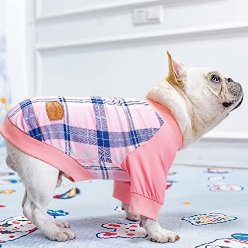 Убавина Облека за кучиња за мали средни кучиња, карирани кучиња маички памучни истегнати кошула за пролетни летни денови, облека