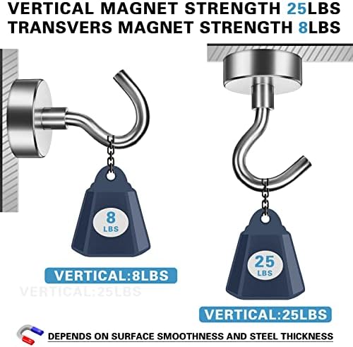 Магнетски магнети магнети магнети магнети со ладилки од 12 пакети, магнетни клипови, 15 пакети 25 bs магнетни куки тешки неодимиум магнет куки