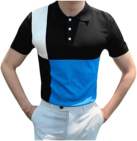 Bmisegm Работни кошули за мажи Менс моден случајно копче лапел кратки ракави маица јакна од шишиња со долги ракави со долги ракави