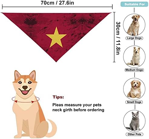 Гроздобер виетнамско знаме миленичиња шал триаголник кучиња бандана kerchief подарок за големи средни мали кучиња кутриња мачки