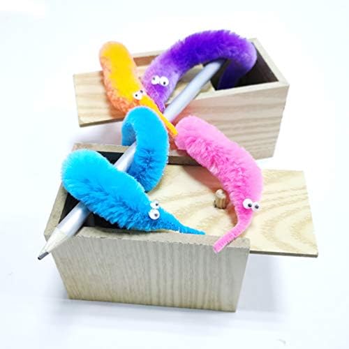 Шенгсен 12 парчиња нејасни црви играчки црви на жица за најголемиот дел играчки за играчки фаворити за деца мачка